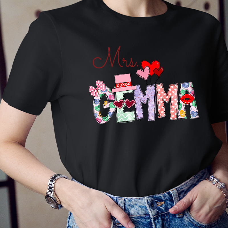 Personalized Rich Pattern Print Teacher T-Shirt