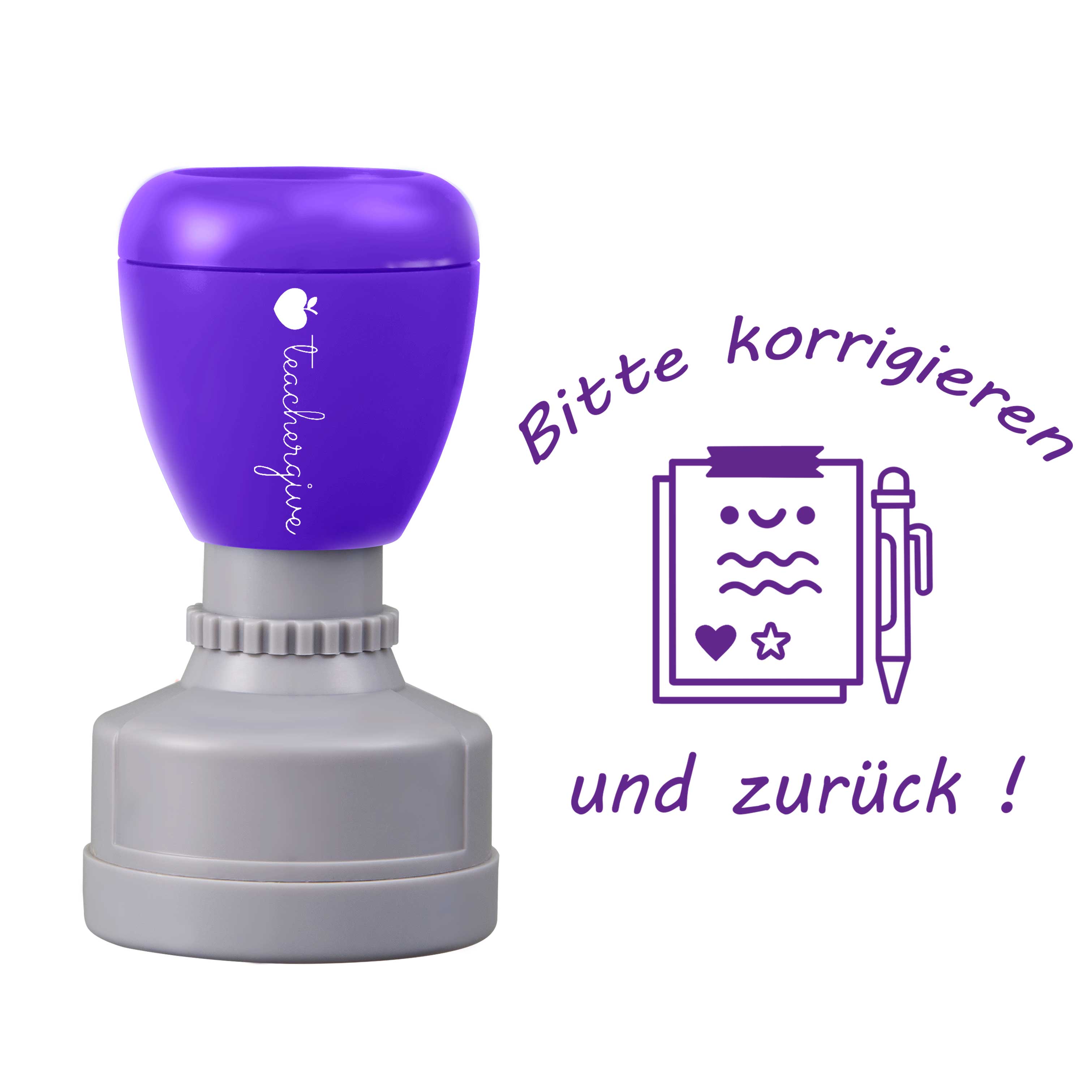 Bitte korrigieren und zurück Lehrer Stempel