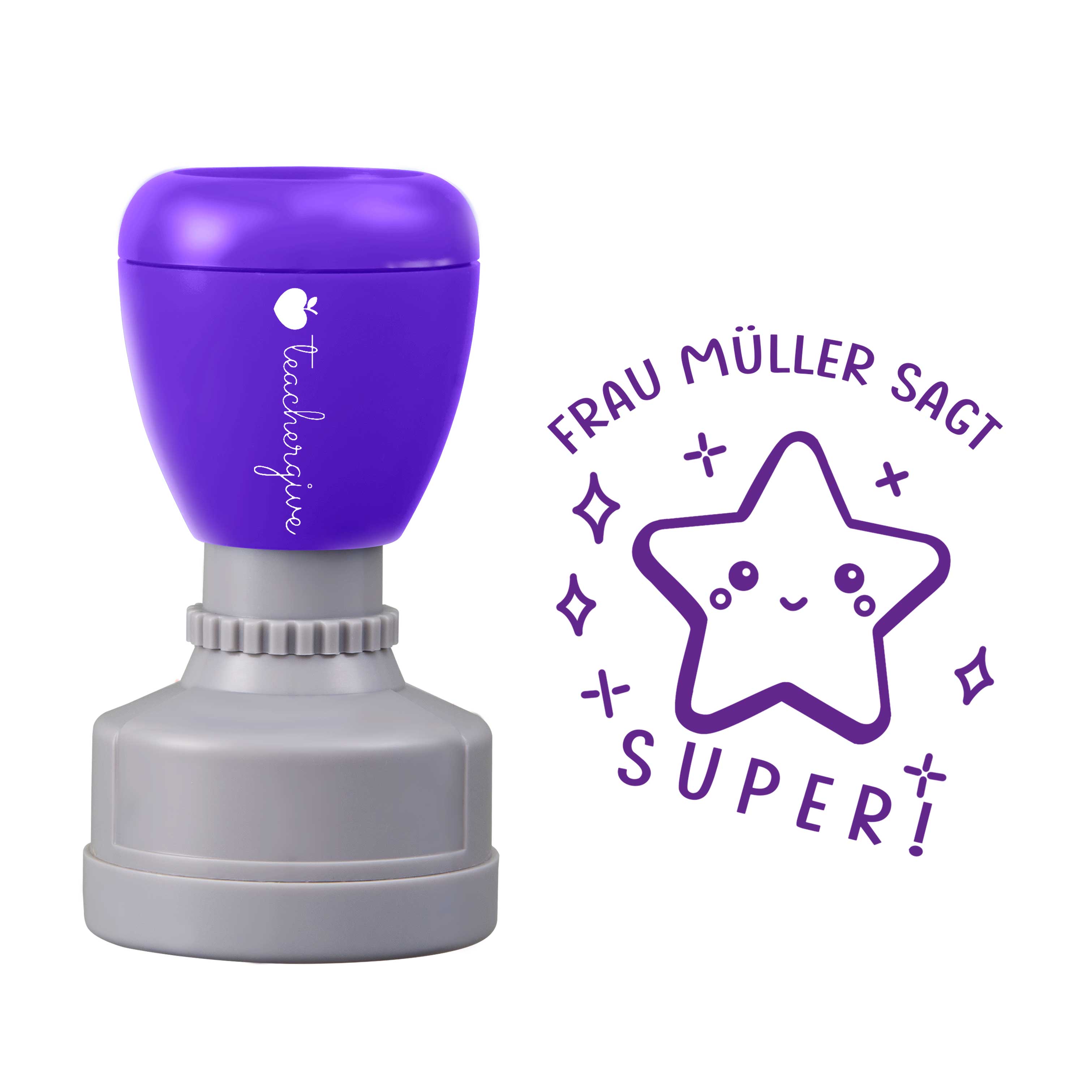 Personalisiert Name sagt SUPER Lehrer Stempel