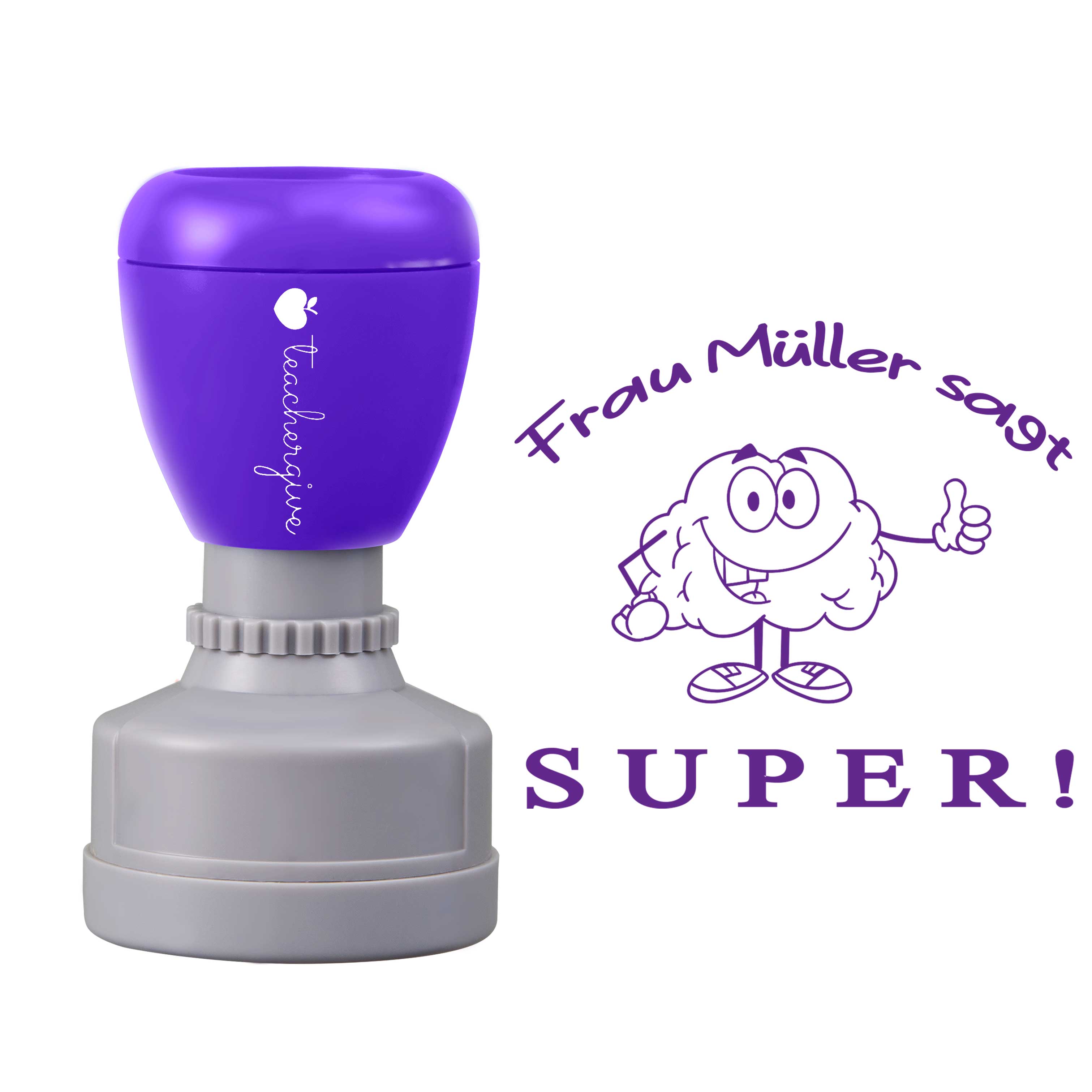 Personalisiert Name sagt super Lehrer Stempel