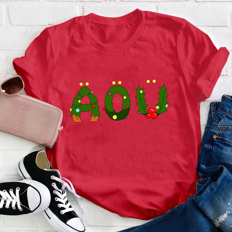 Weihnachts Alphabet Mit All Süßen Dingen Zu Weihnachten Lehrer T-Shirt