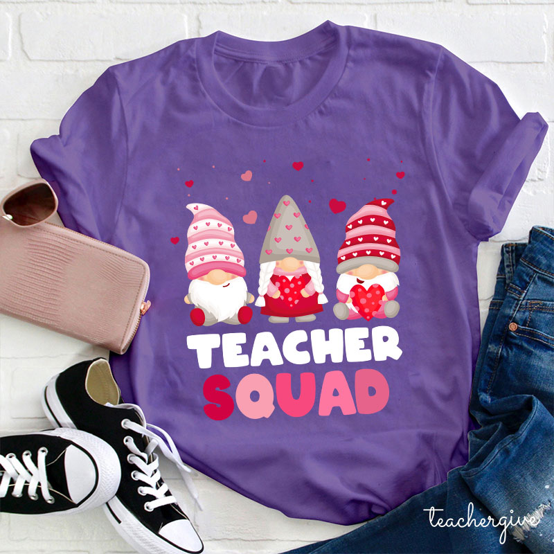 Pink Teacher Squad Teacher T-Shirt