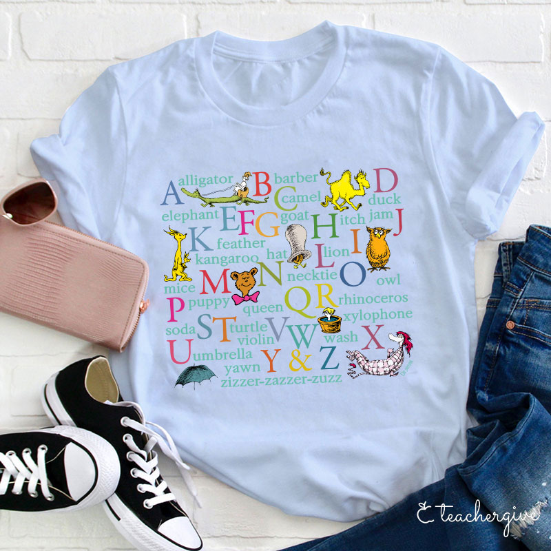 Dr. Seuss Animal Alphabet Teacher T-Shirt