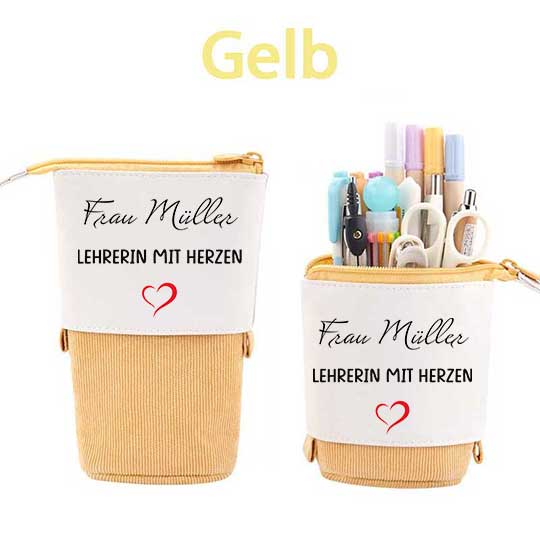 Personalisiert Name Lehrerin mit Herzen Federmäppchen Mäppchen