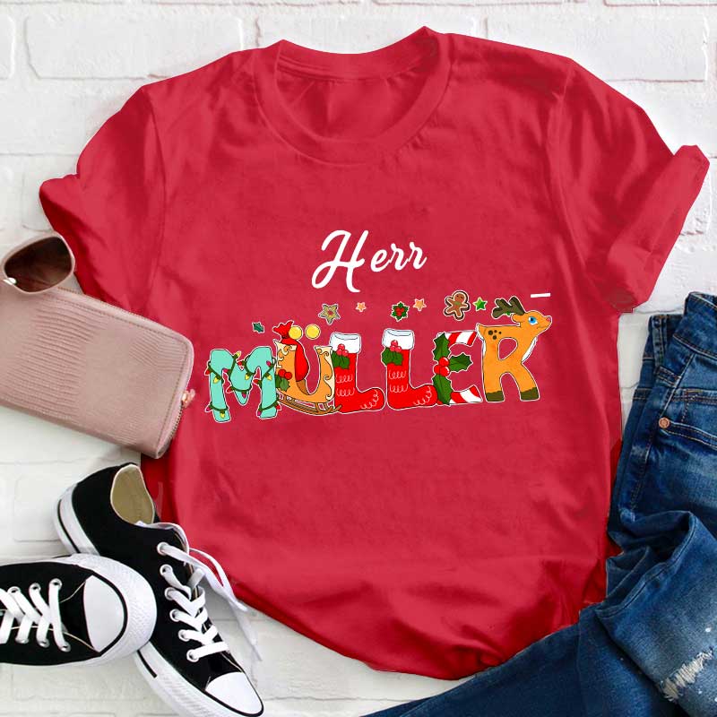 Weihnachten Personalisiertes Lehrer T-Shirt