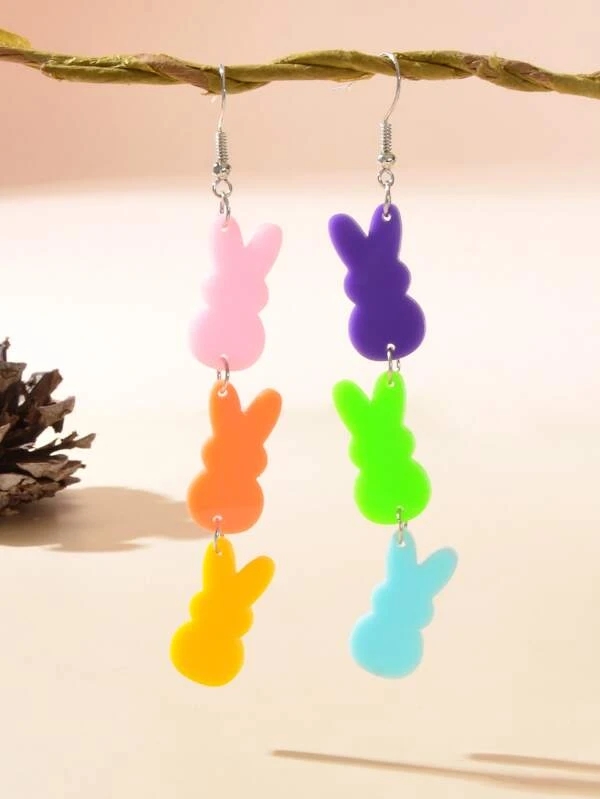 Little Colorful Rabbits Teacher Acrylic Earrings