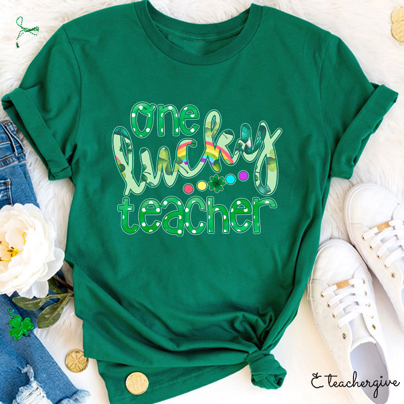 One Rainbow Color Lucky Teacher T-Shirt