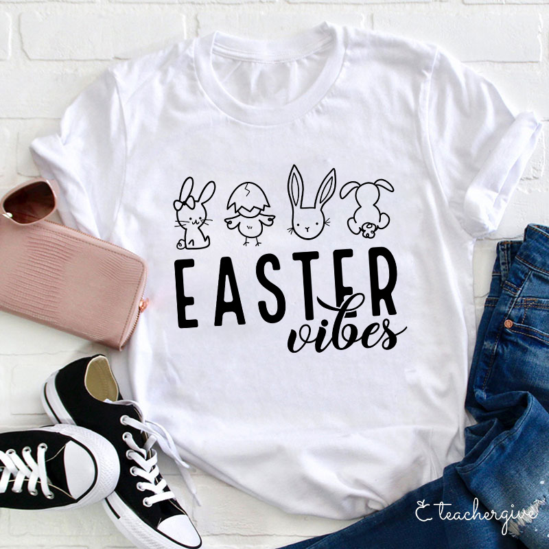 Easter Bunnies Happy Day Teacher T-Shirt