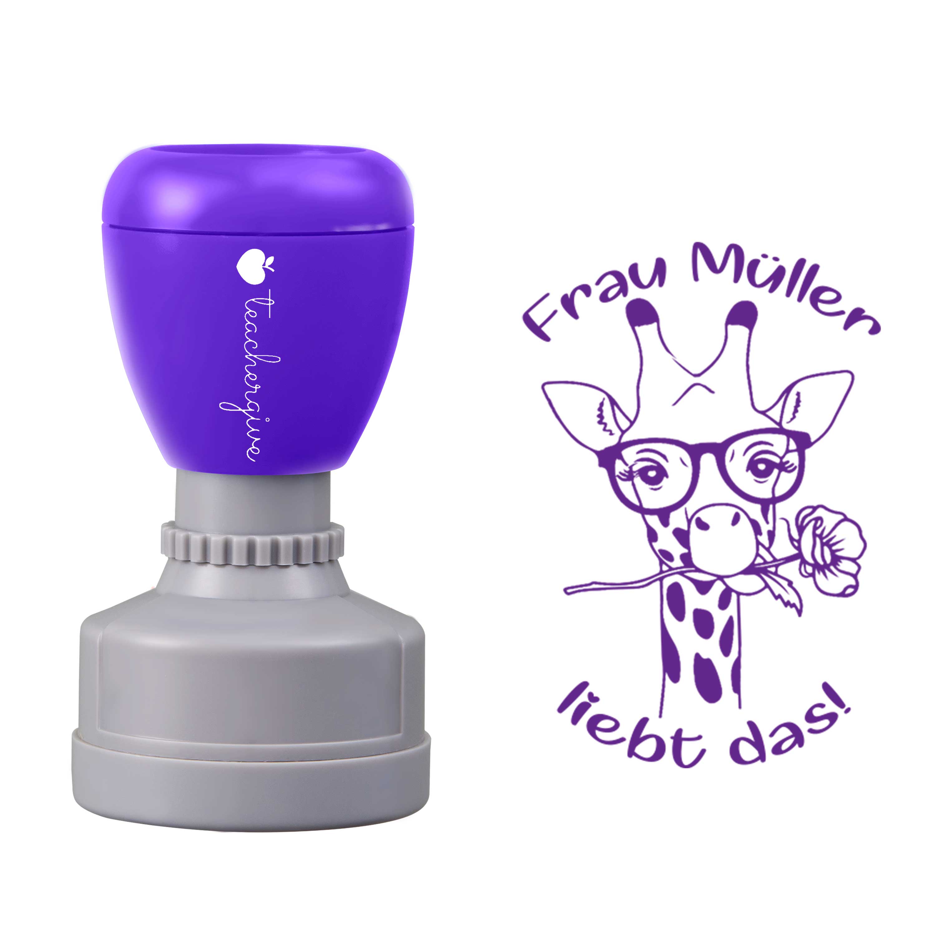 Personalisiert Name liebt das Lehrer Stempel