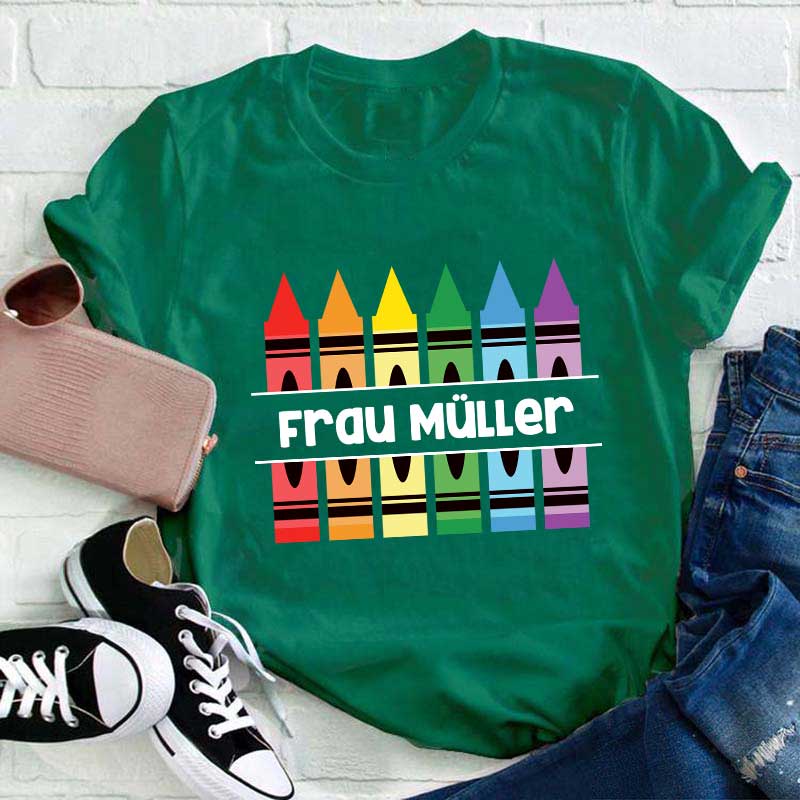 Personalisiertes Bleistift Lehrer Name T-Shirt
