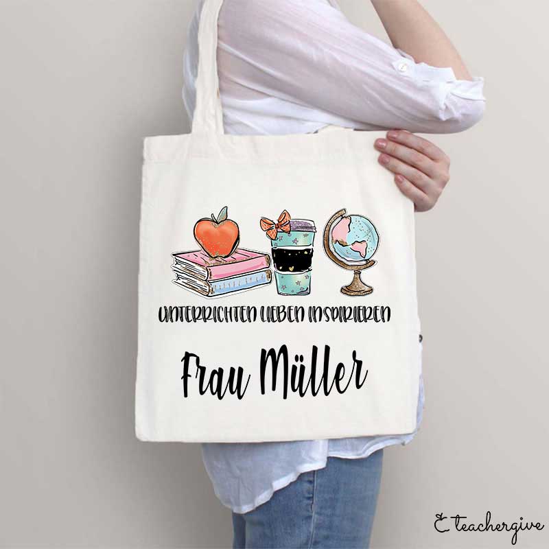 Personalisiert Name Liebe Inspirieren Lehrer Tragetasche