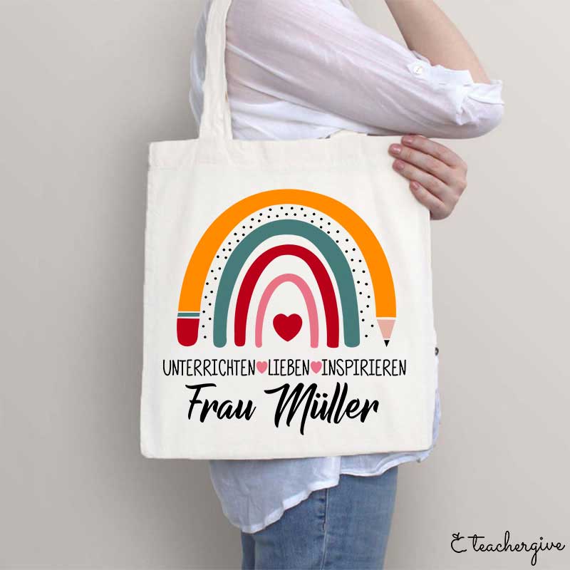 Personalisiert Name Liebe Inspirieren Lehrer Tragetasche