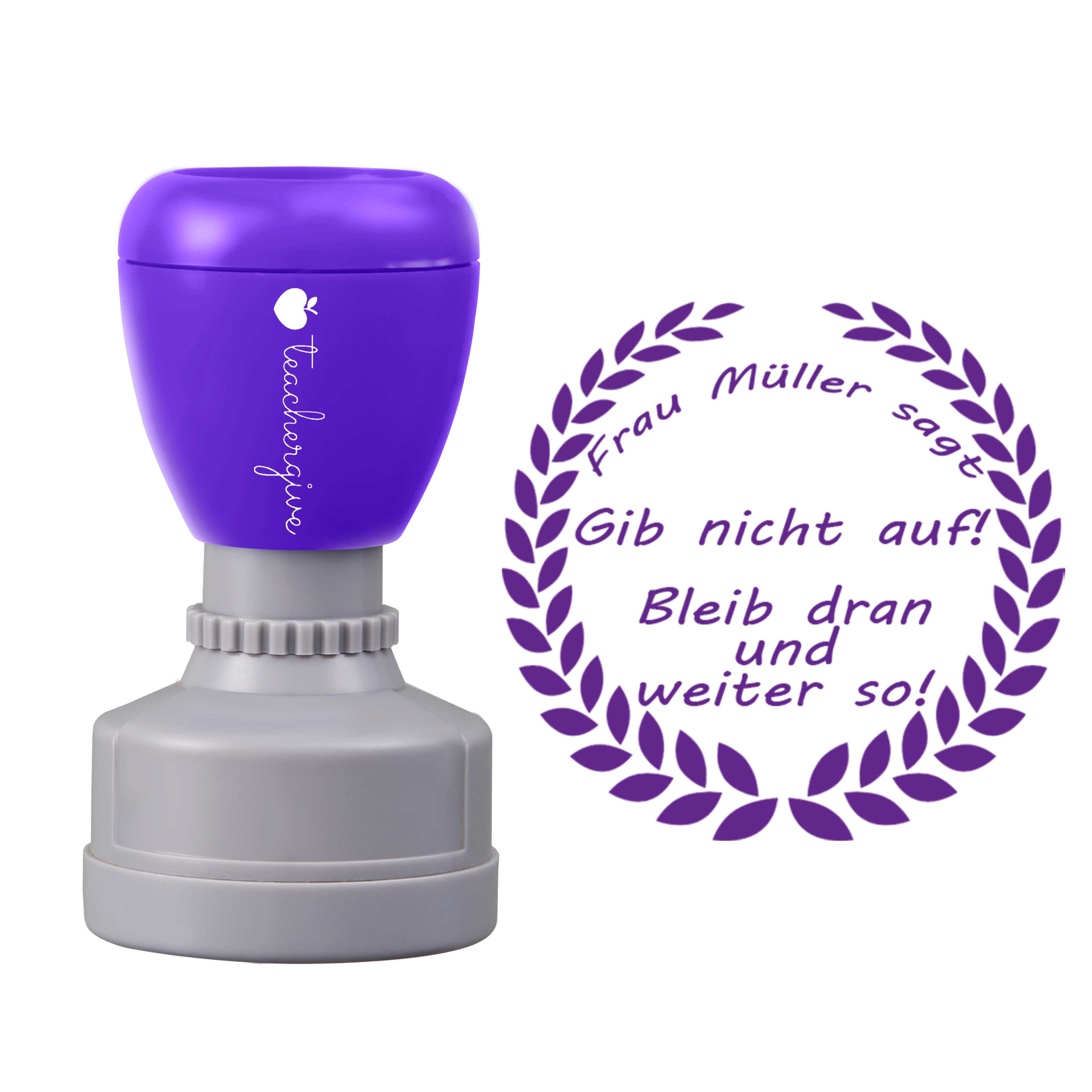 Personalisiert Name sagt Gib nicht auf Bleib dran und weiter so Lehrer Stempel
