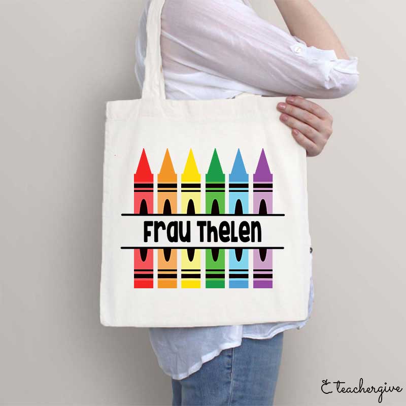 Personalisiert Name Bunt Bleistift Lehrer Tragetasche