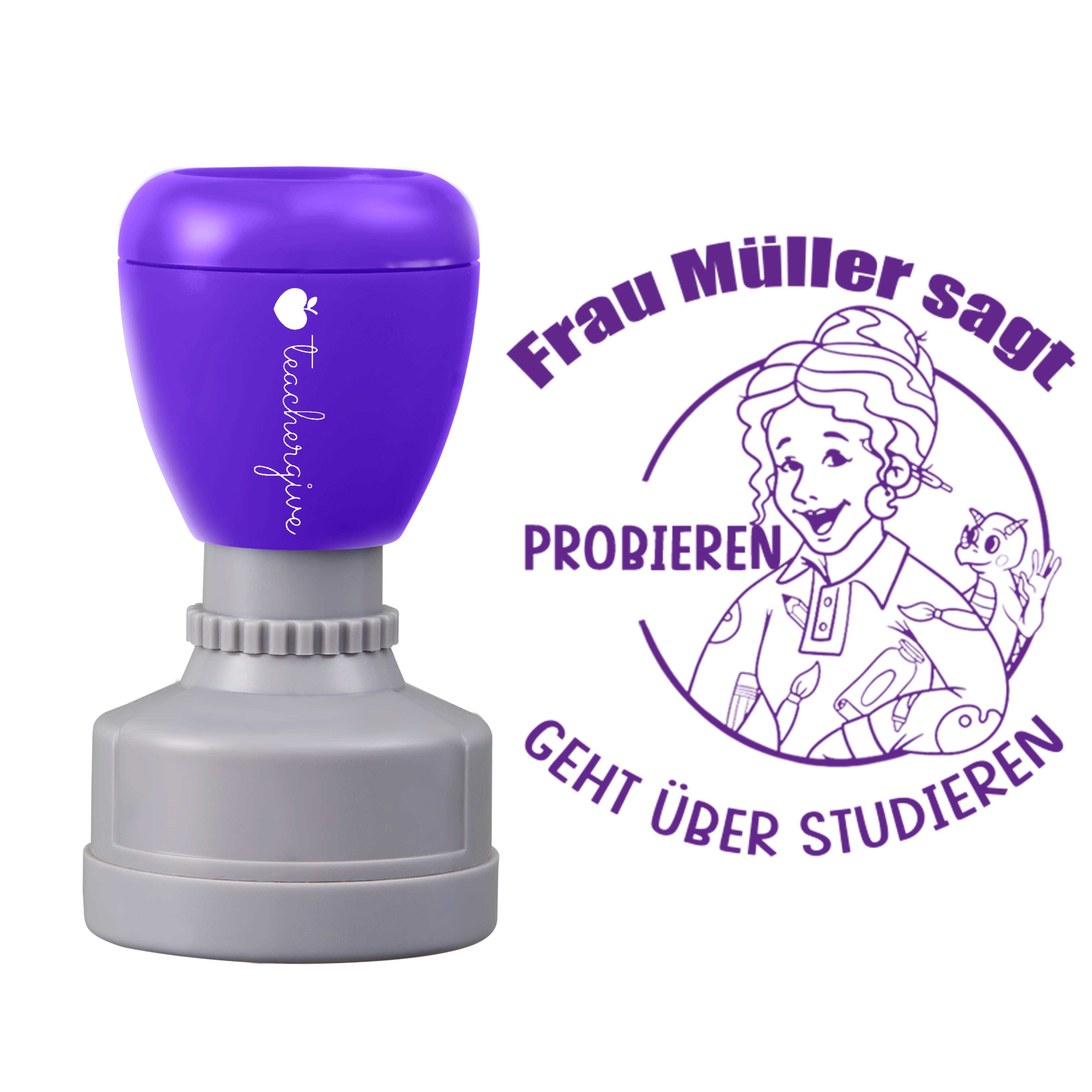 Personalisiert Name Sagt Probieren geht über Studieren Lehrer Stempel