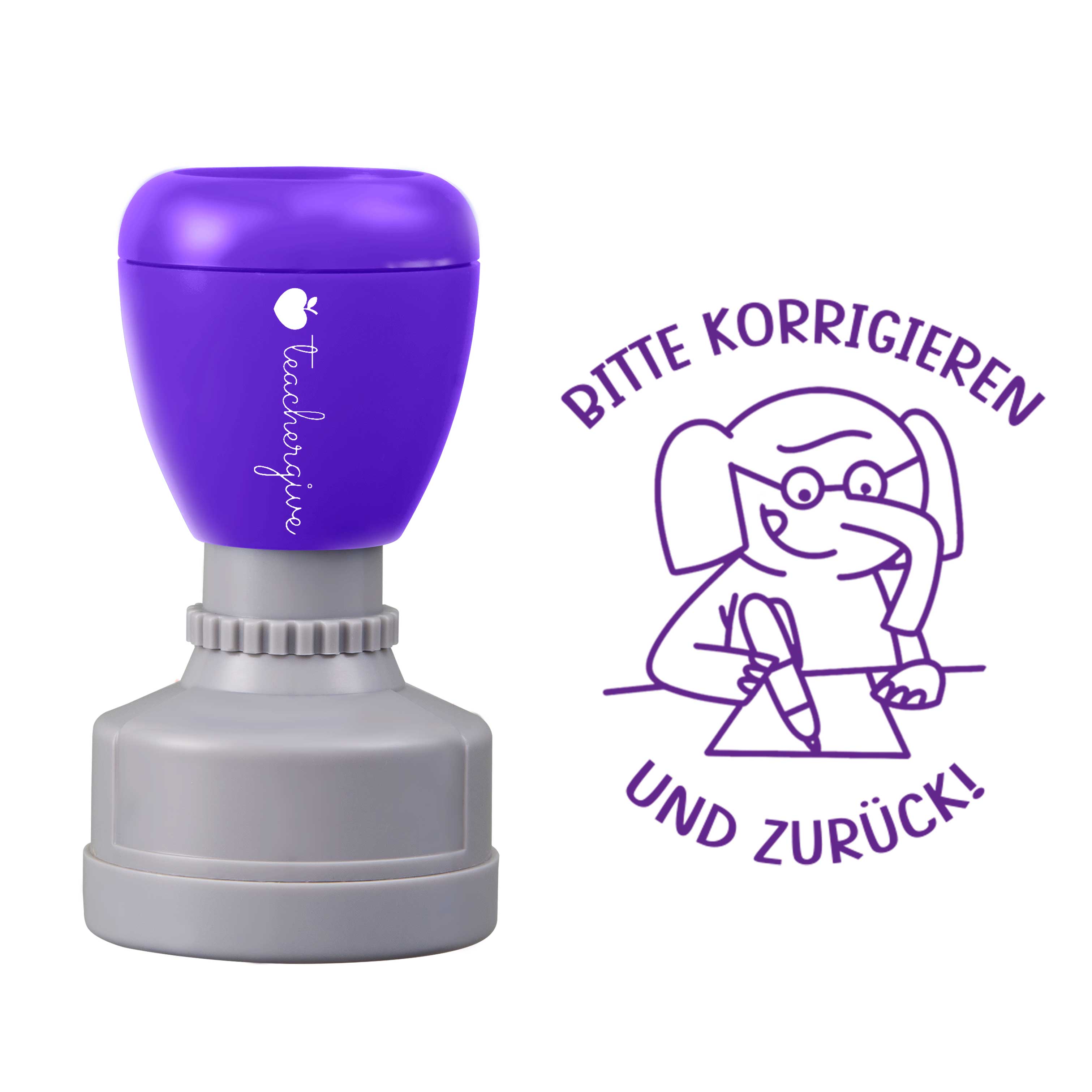 Bitte korrigieren und zurück Lehrer Stempel