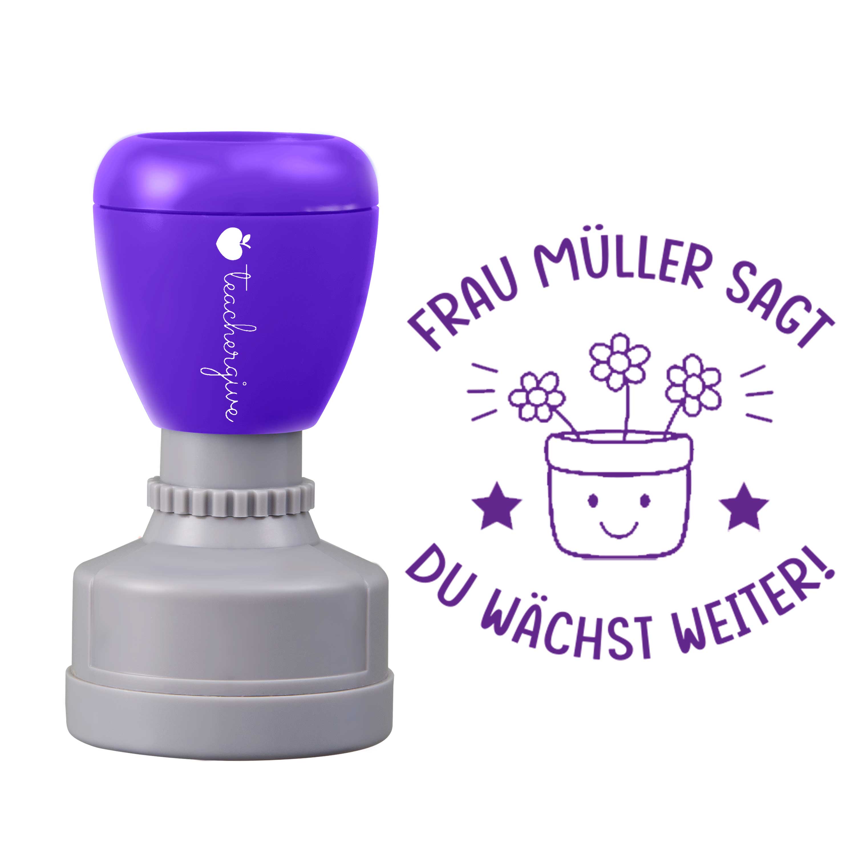 Personalisiert sagt du wächst weiter Lehrer Stempel