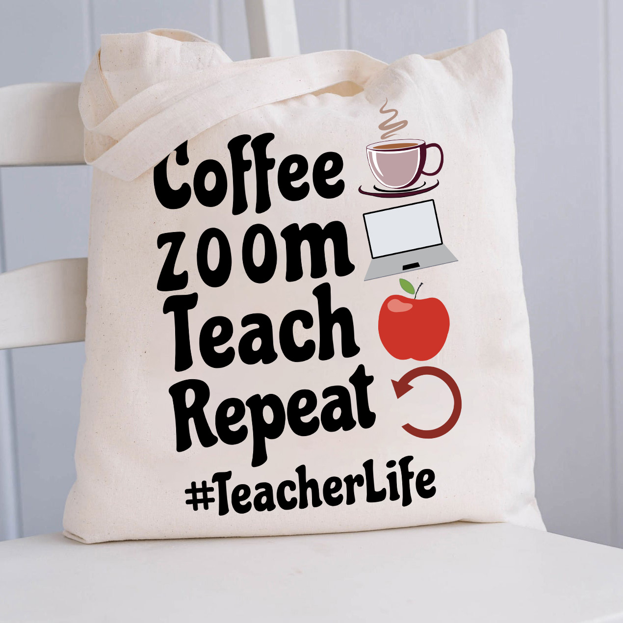 Kaffee Zoomen Wiederholen beibringen Lehrer Tragetasche