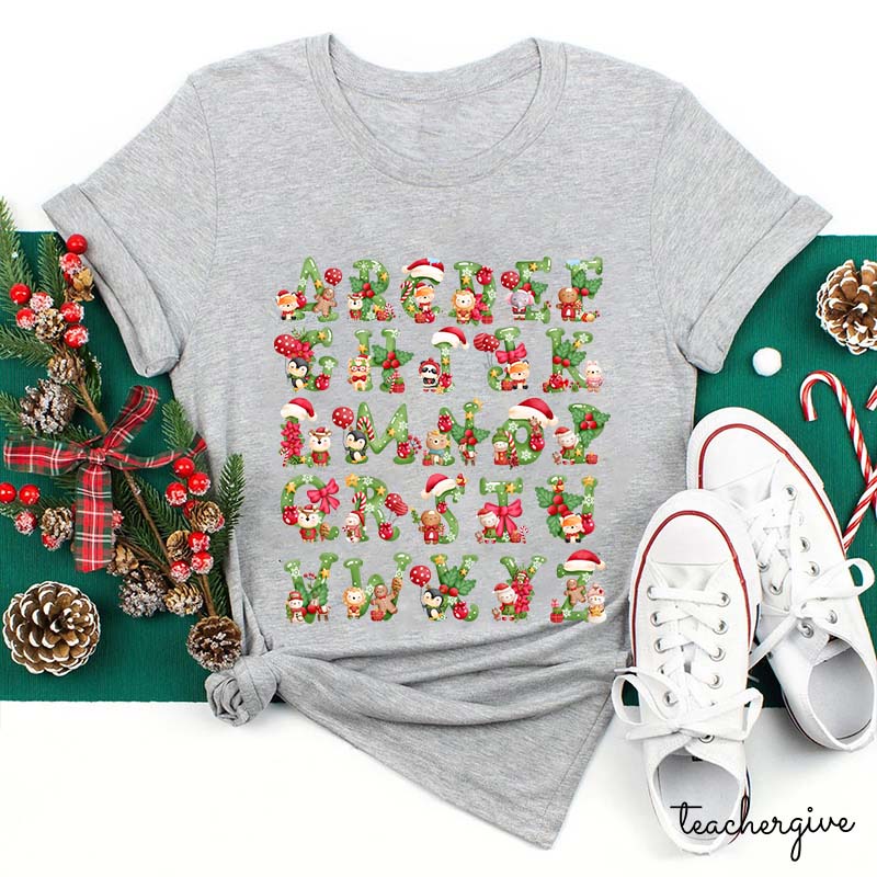 Christmas Animals Alphabet Teacher T-Shirt