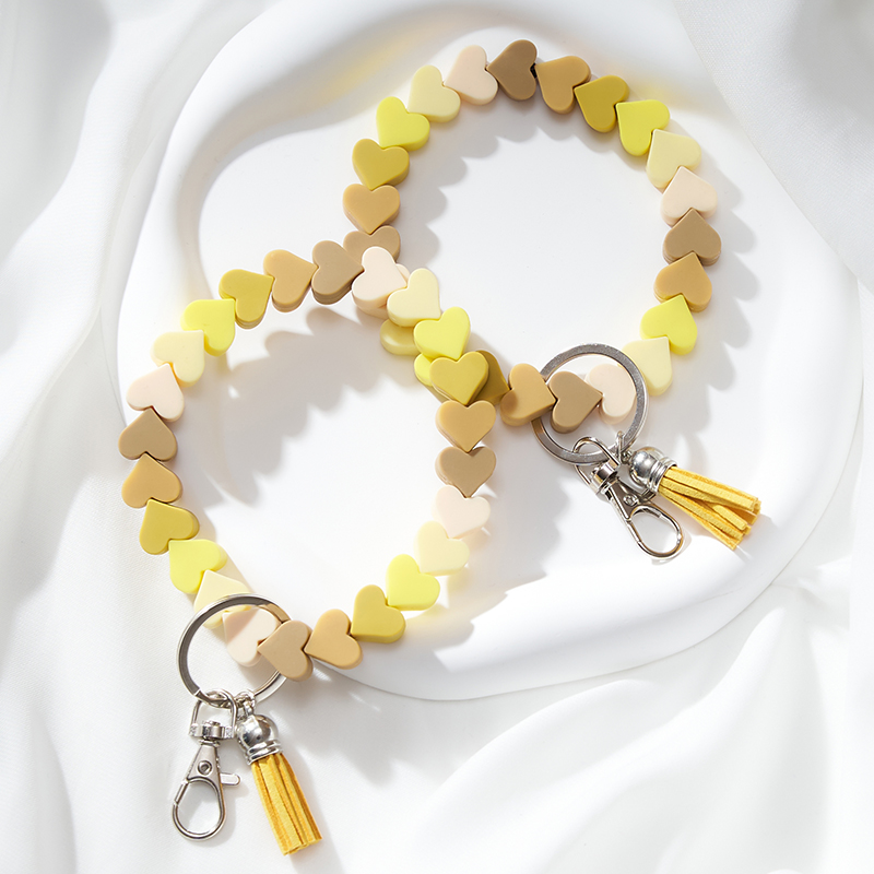 Gradient Yellow Silicone Heart Keychain