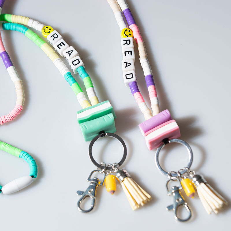 Read Letter Colorful Stripes Smile  Lanyard