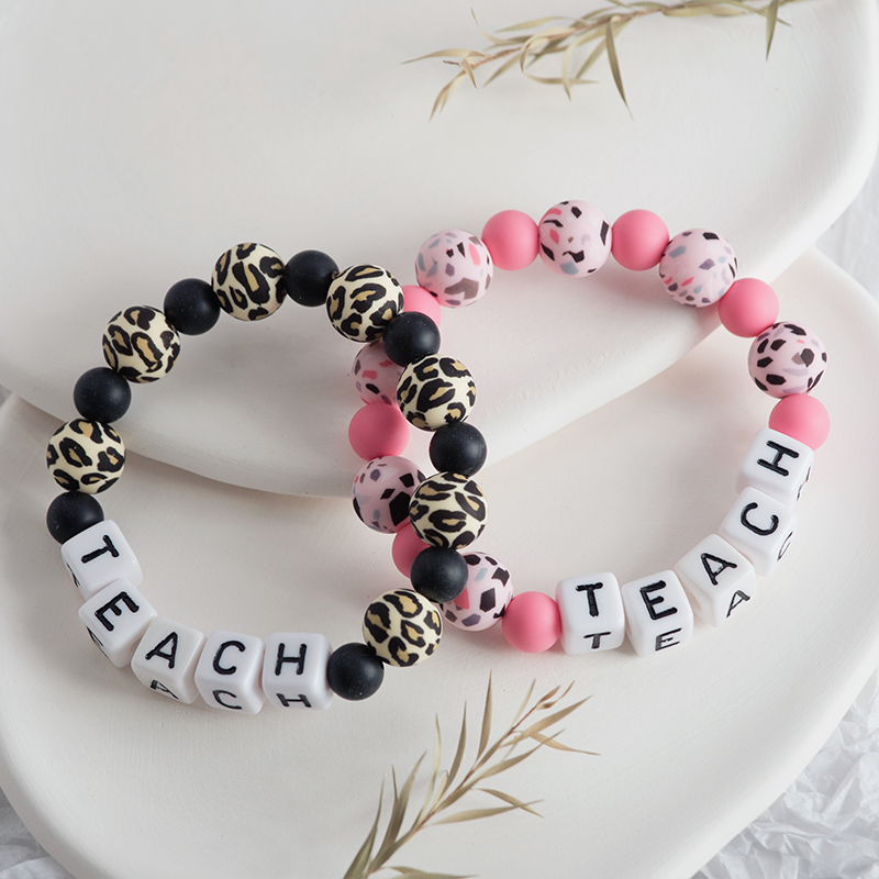 Leopard Silicone Bead Bracelet