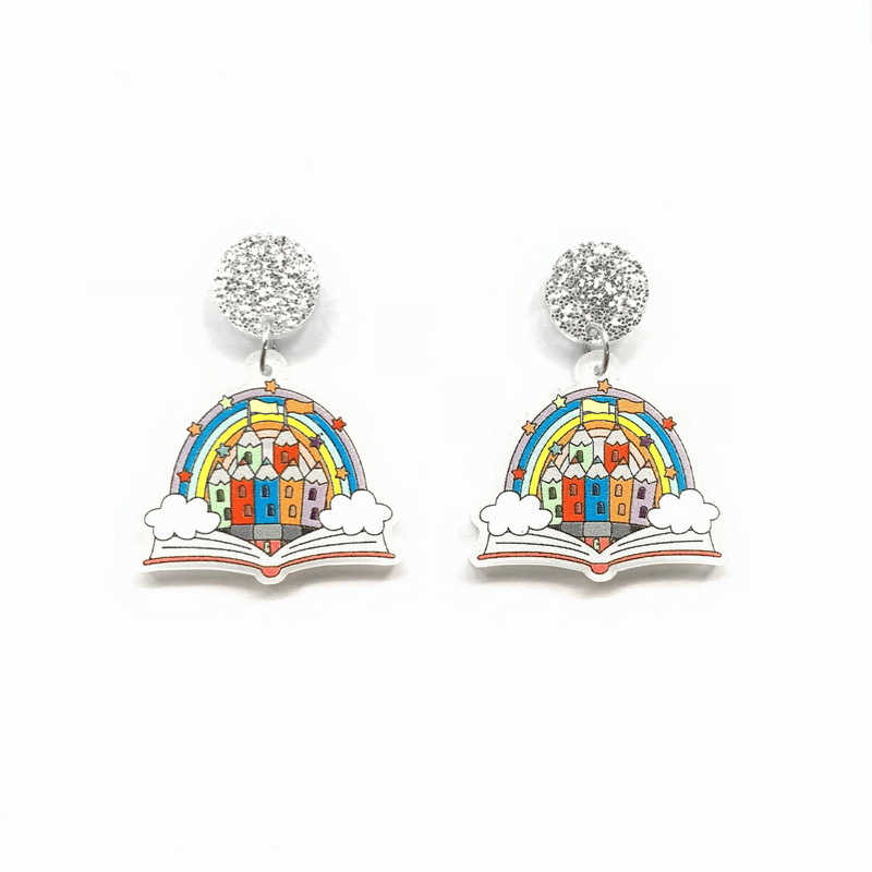 Rainbow Books Color Frosted Fashion Earrings