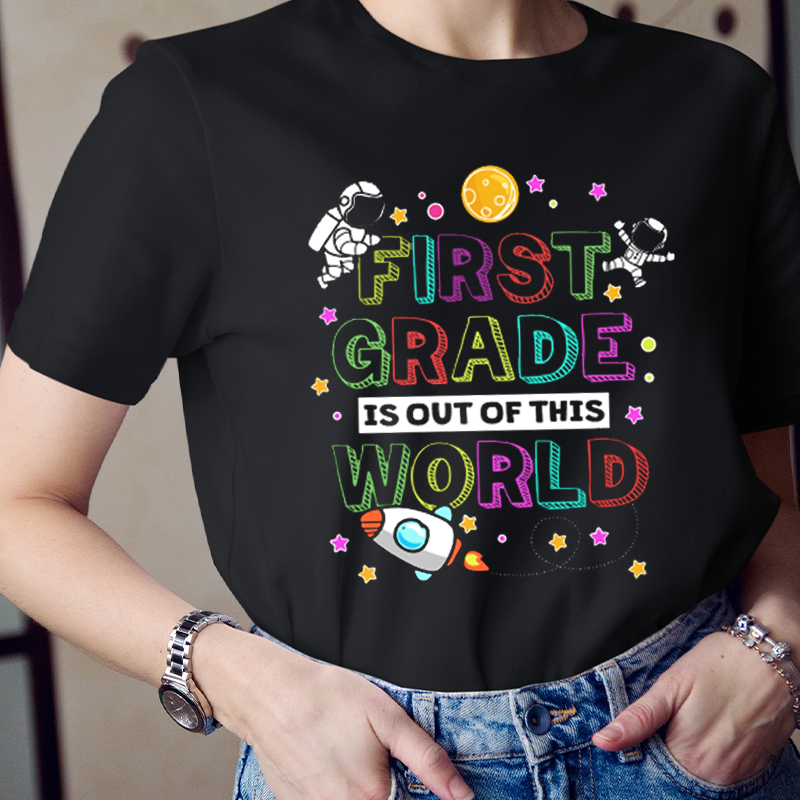 Personalized Cartoon First Grade Is Out Of This World  T-Shirt