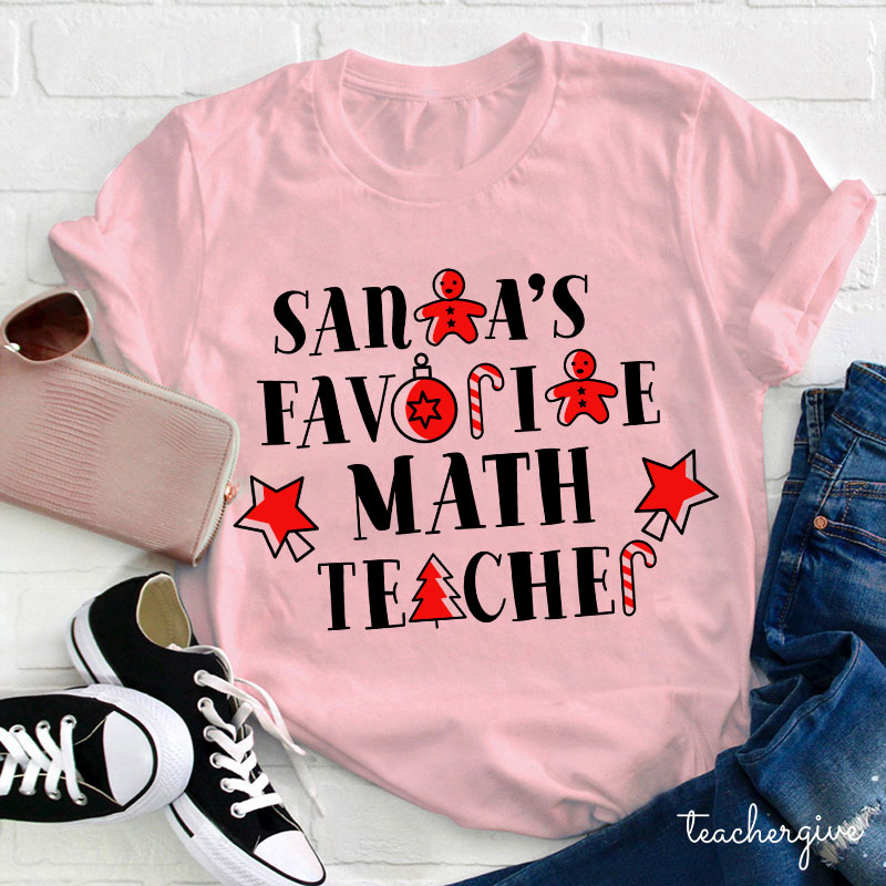 Santa's Favorite Math Teacher Loves Black And Red Teacher T-Shirt