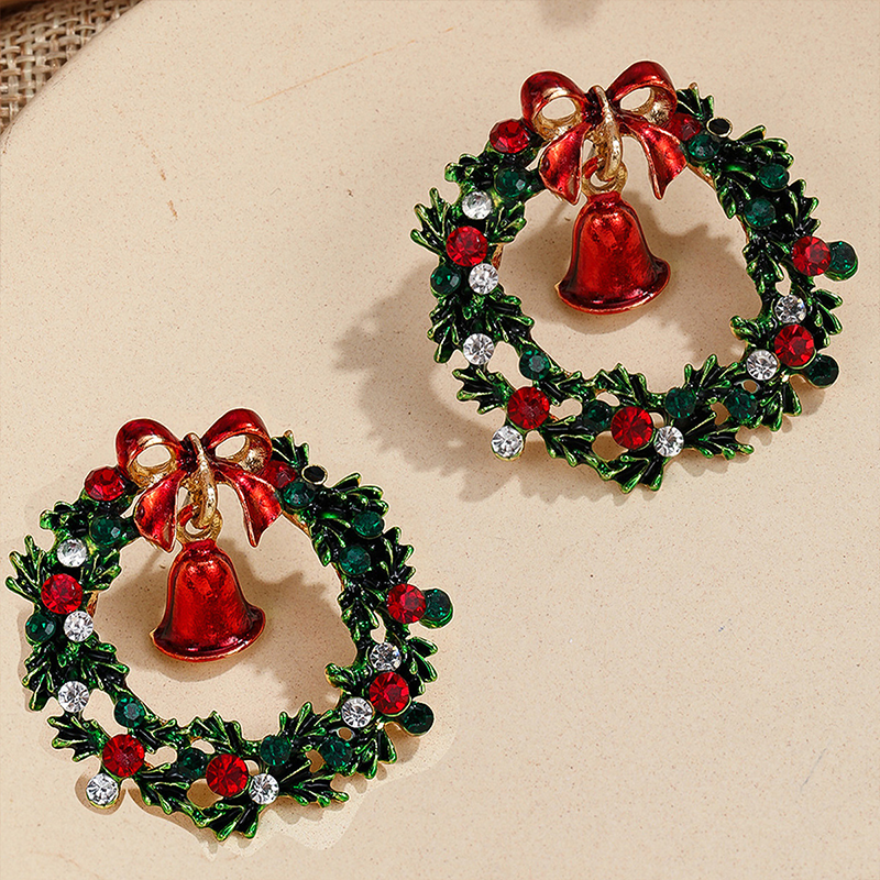Christmas Wreath Metal Earrings