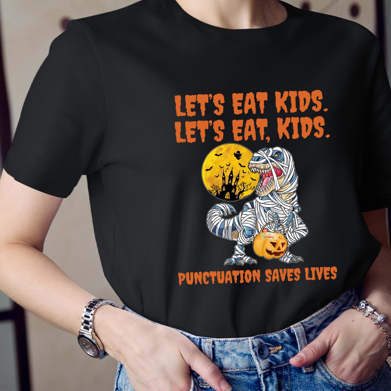 Punctuation Saves Lives Dinosaur With Bandage Teacher T-Shirt