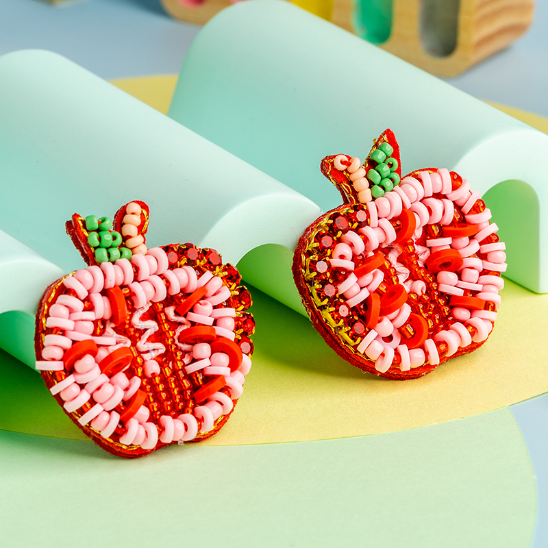  Handmade Teacher Apple Stud Earrings 