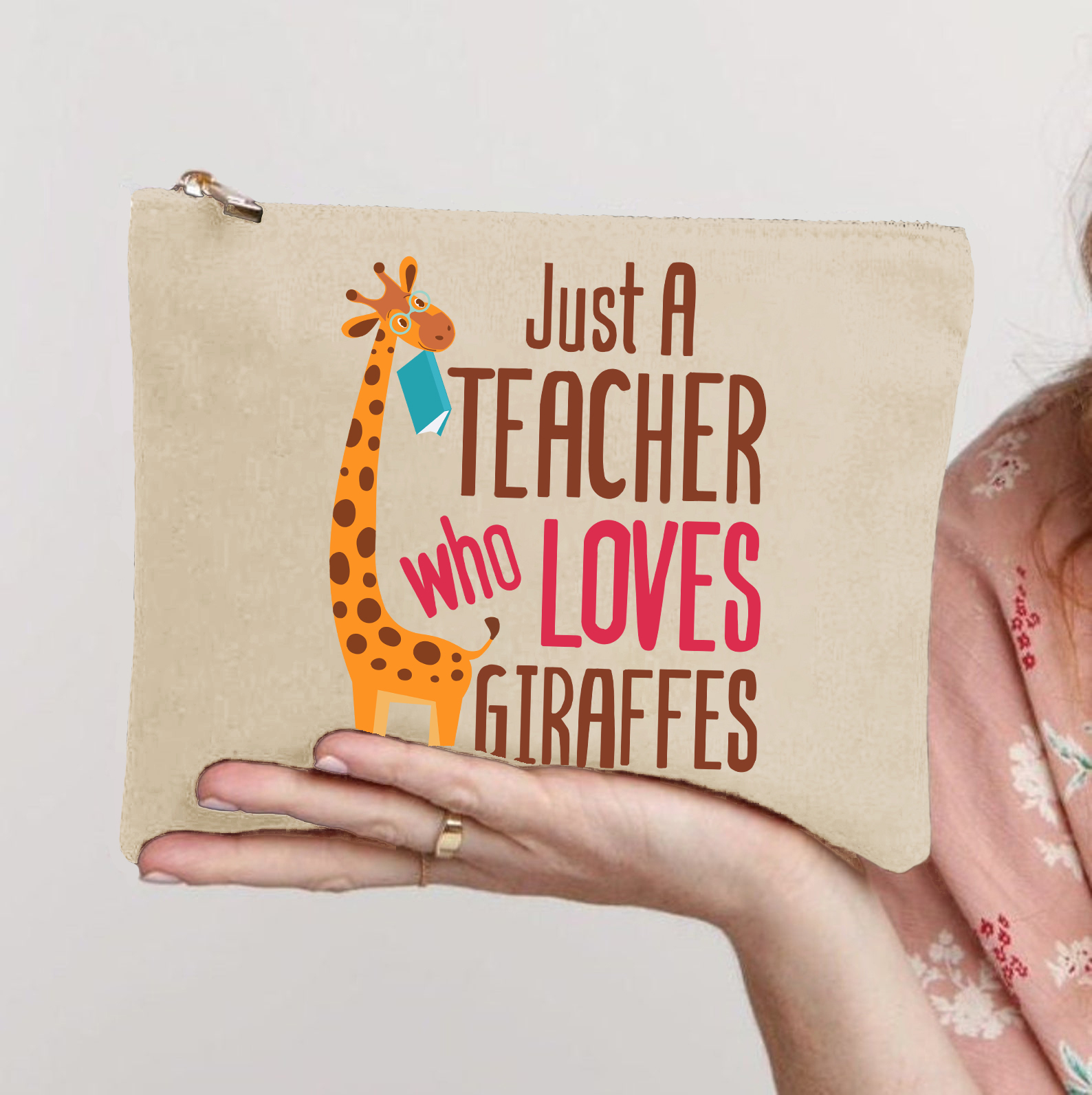 Just A Teacher Who Love Giraffes Makeup Bag
