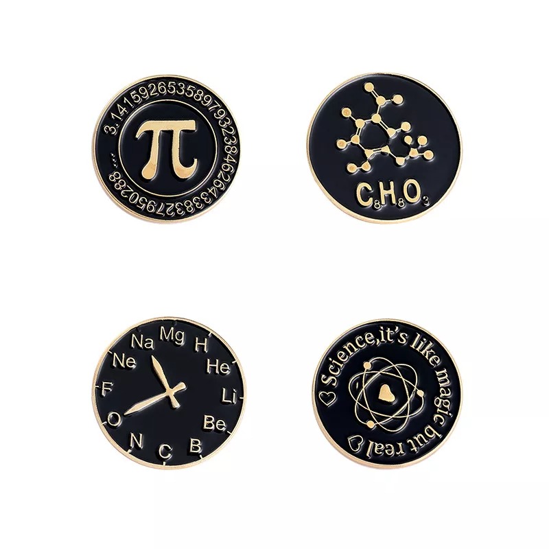 Schwarzes mathematisches chemisches Symbol Pin-Set