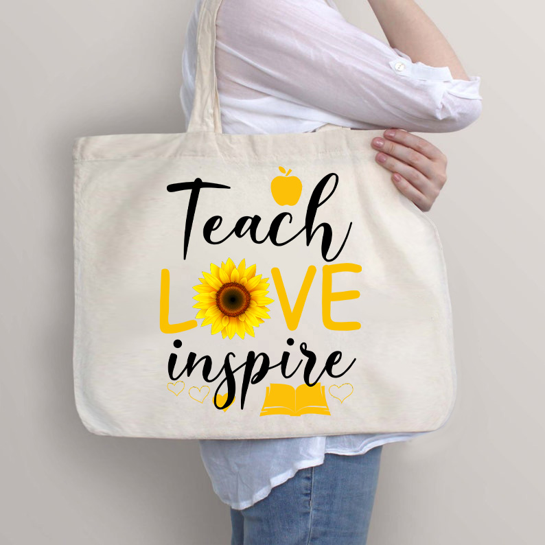Lehren Lieben Inspirieren Blume Lehrer Tragetasche mit Reißverschluss