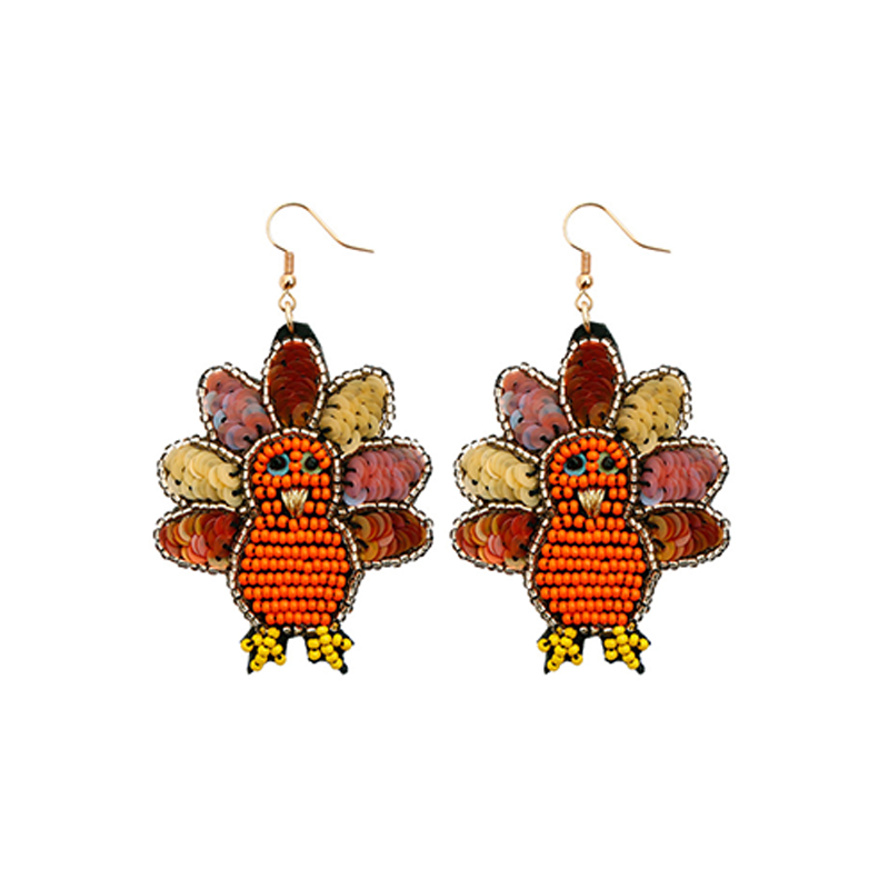 Thanksgiving Turkey Beaded Earrings