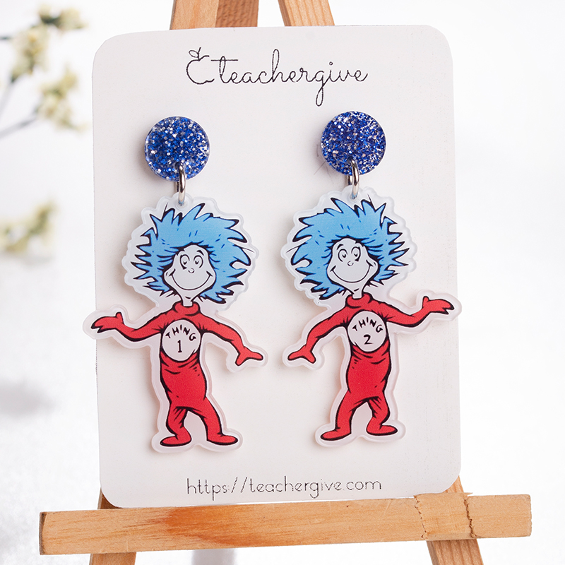 Cute Thing 1 Thing 2 Tiny Man Acrylic  Earrings