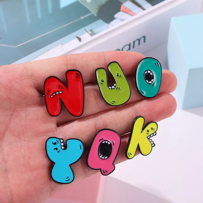 Cartoon 26 English letters Pin Set