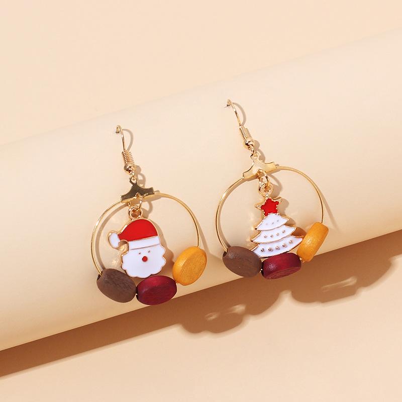 Cute Round Santa Teacher Metal Earrings