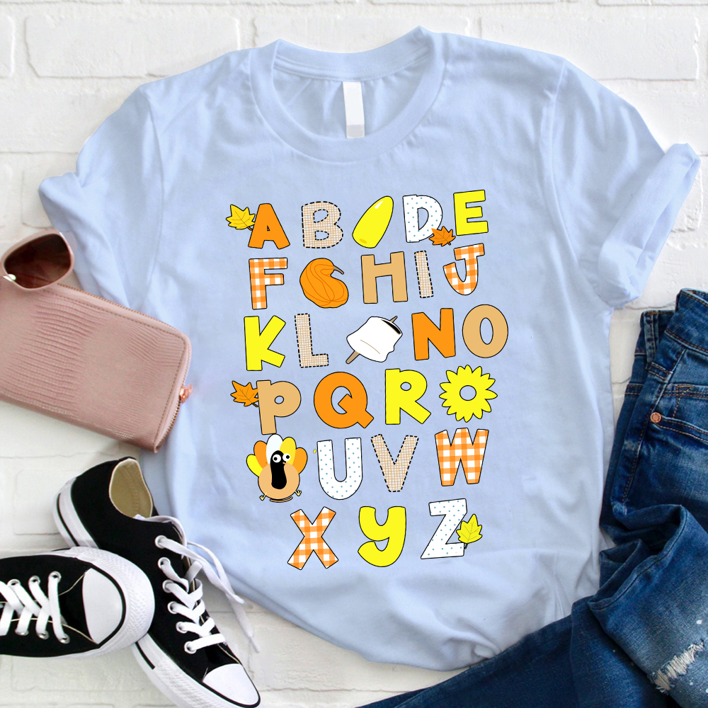 Autumn Element  Alphabet Teacher T-Shirt
