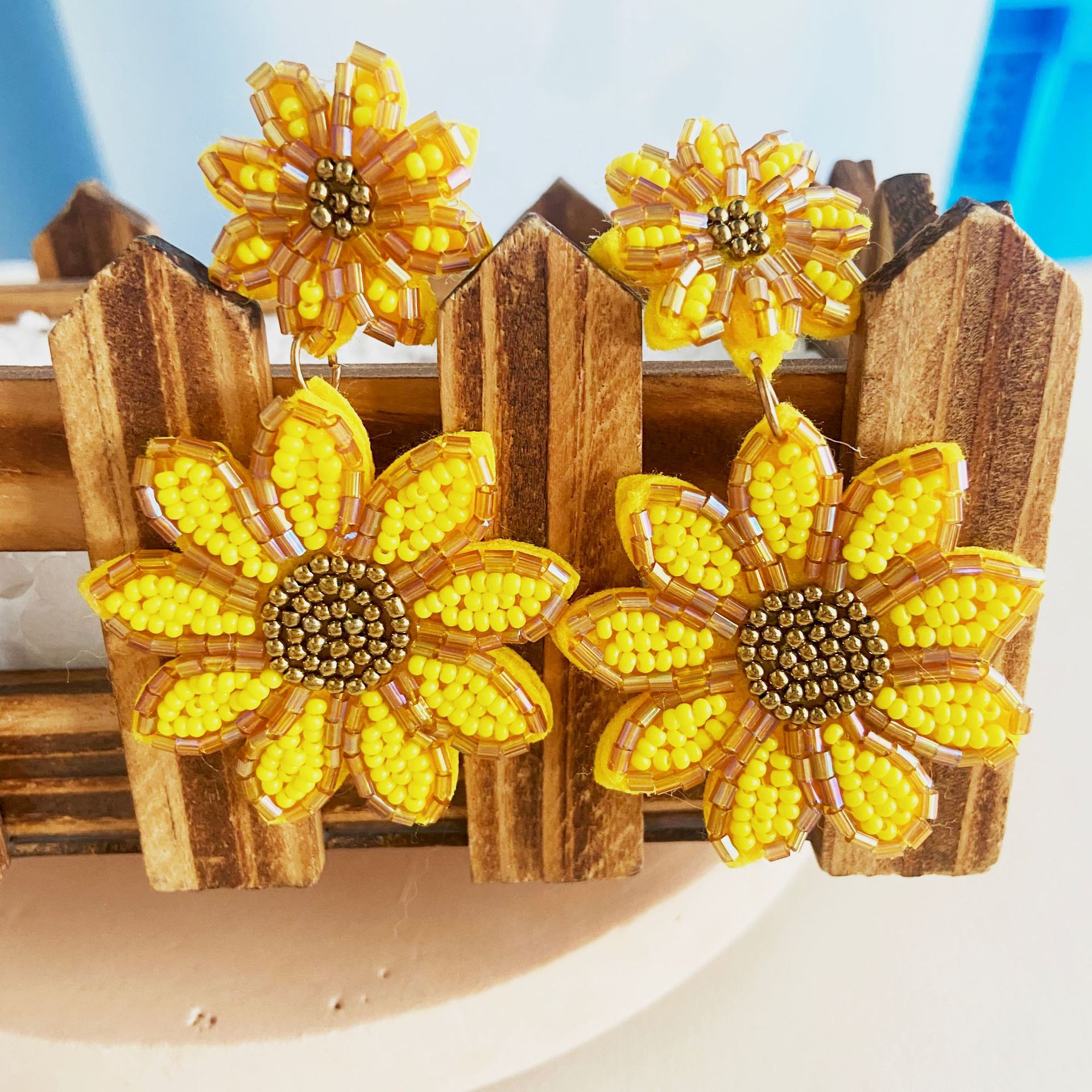 Multicolor Daisy  Beaded Earrings