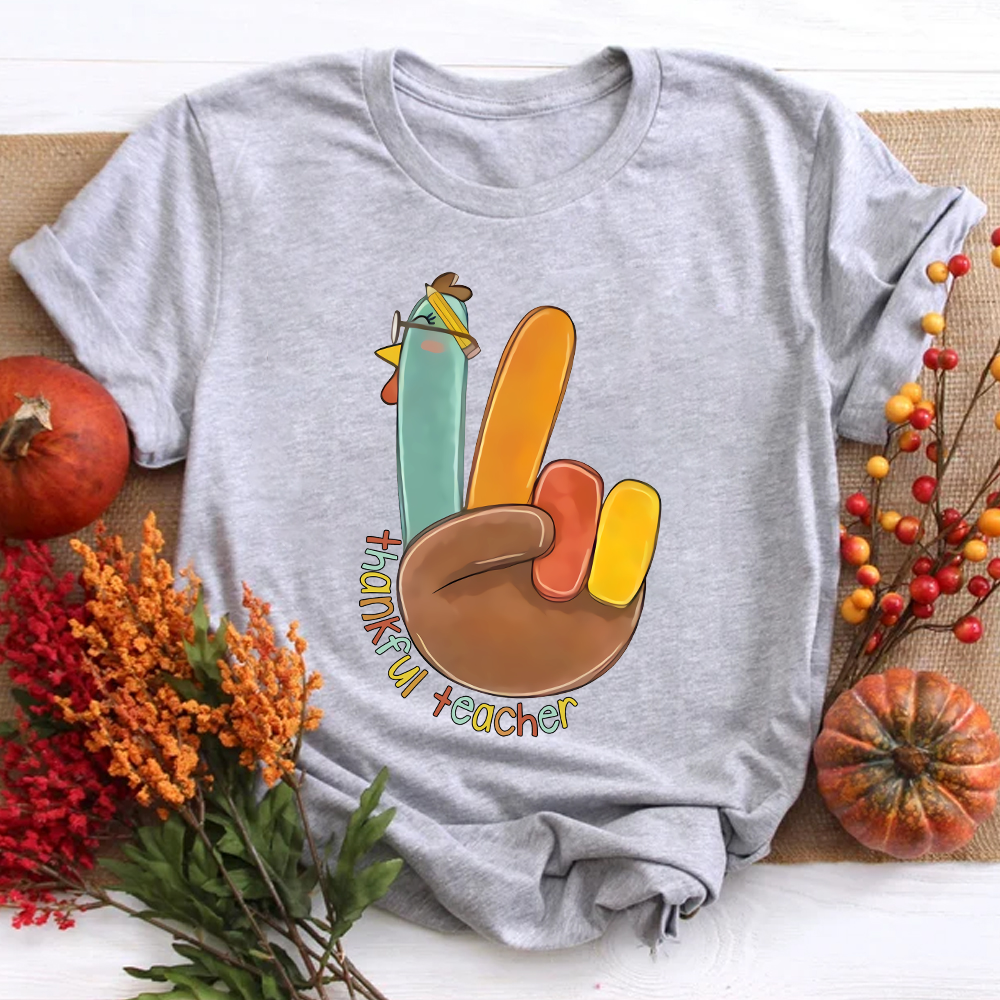 Funny Turkey Thankful Teacher T-Shirt