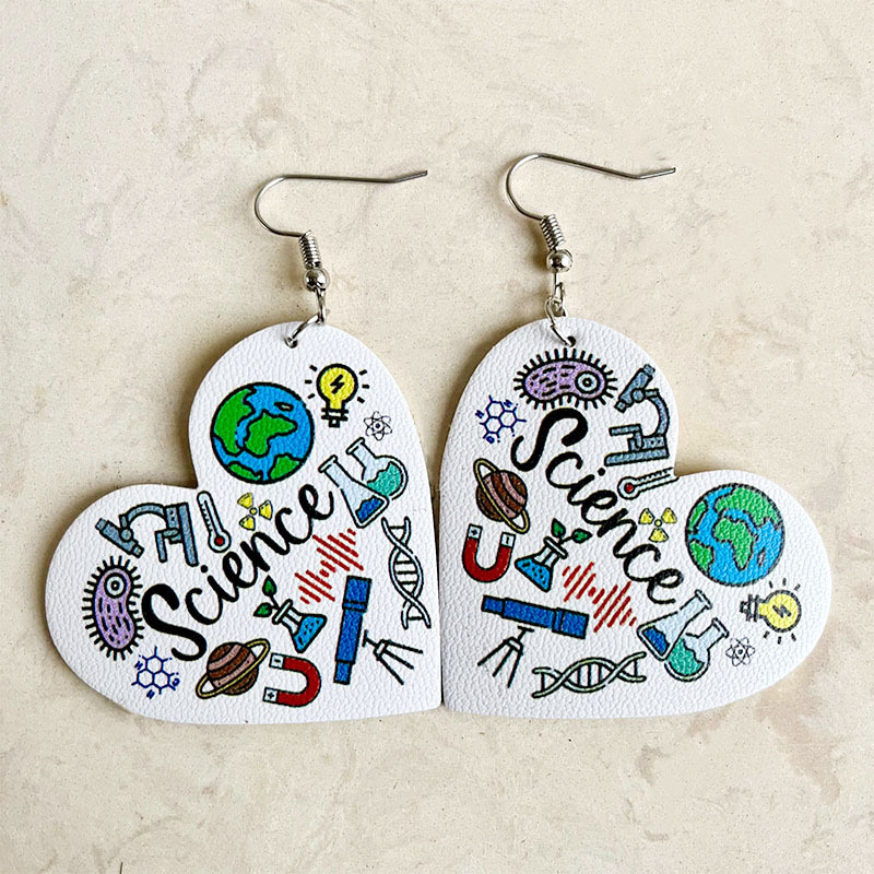 Leather Heart Science Earrings