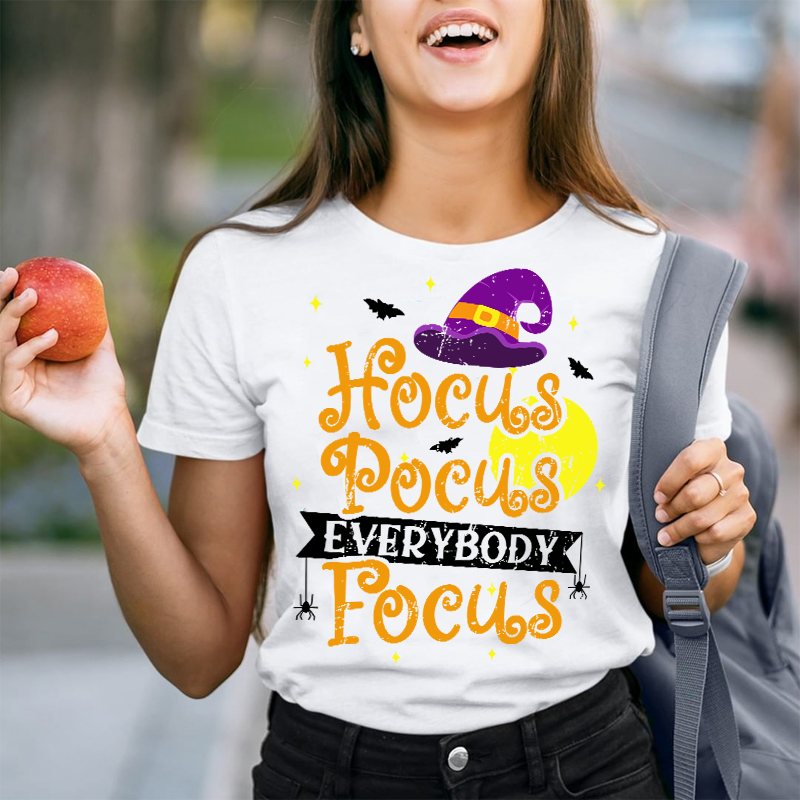 Full Moon Hocus Pocus Everybody Focus Teacher T-Shirt
