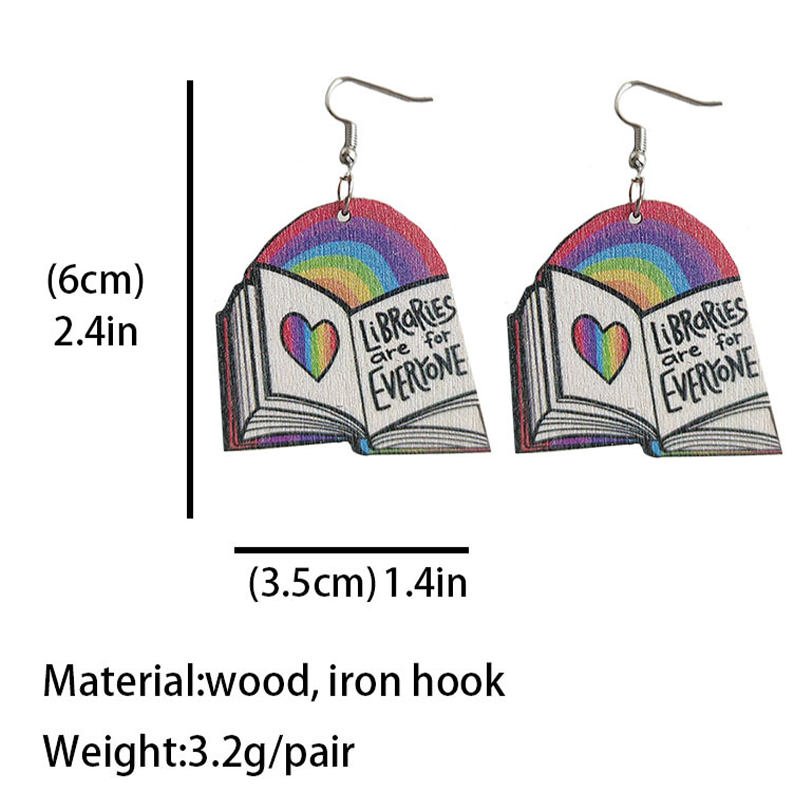 Reading Rainbow Love Wood Earrings