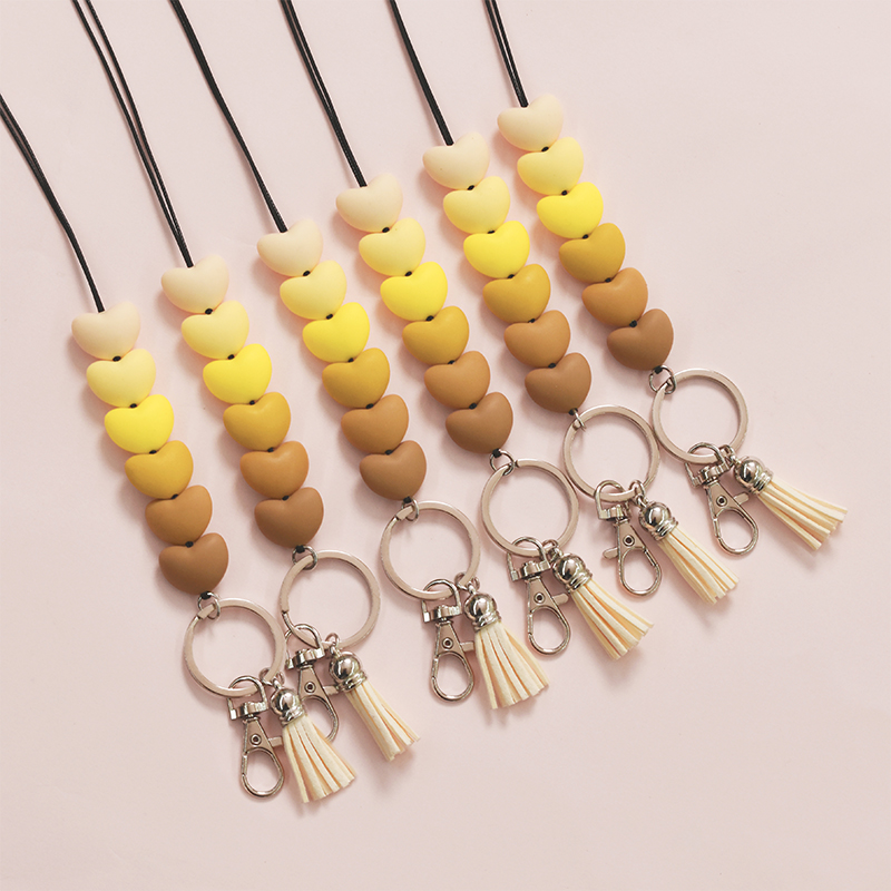 Gradient Yellow Silicone Heart Lanyard