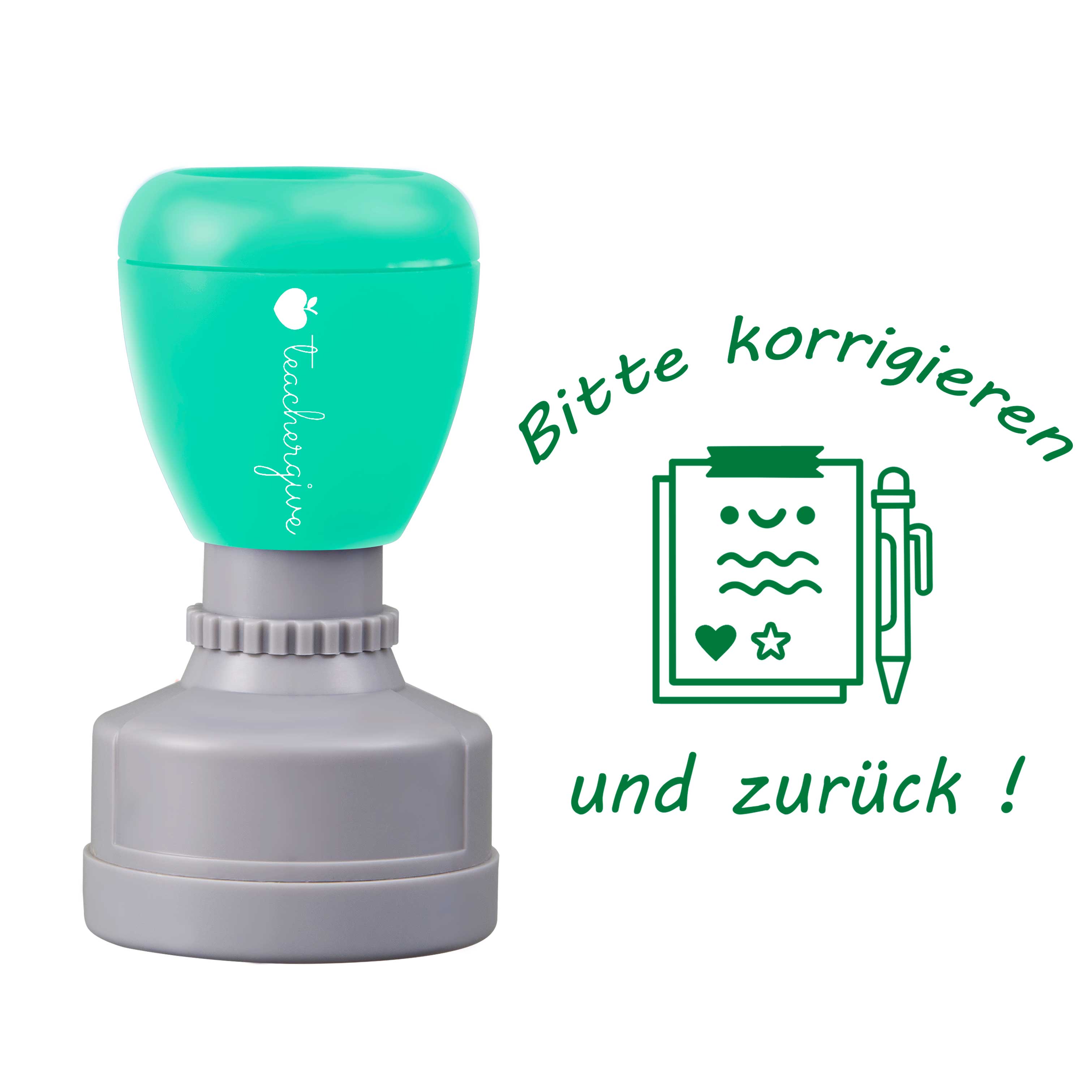 Bitte korrigieren und zurück Lehrer Stempel