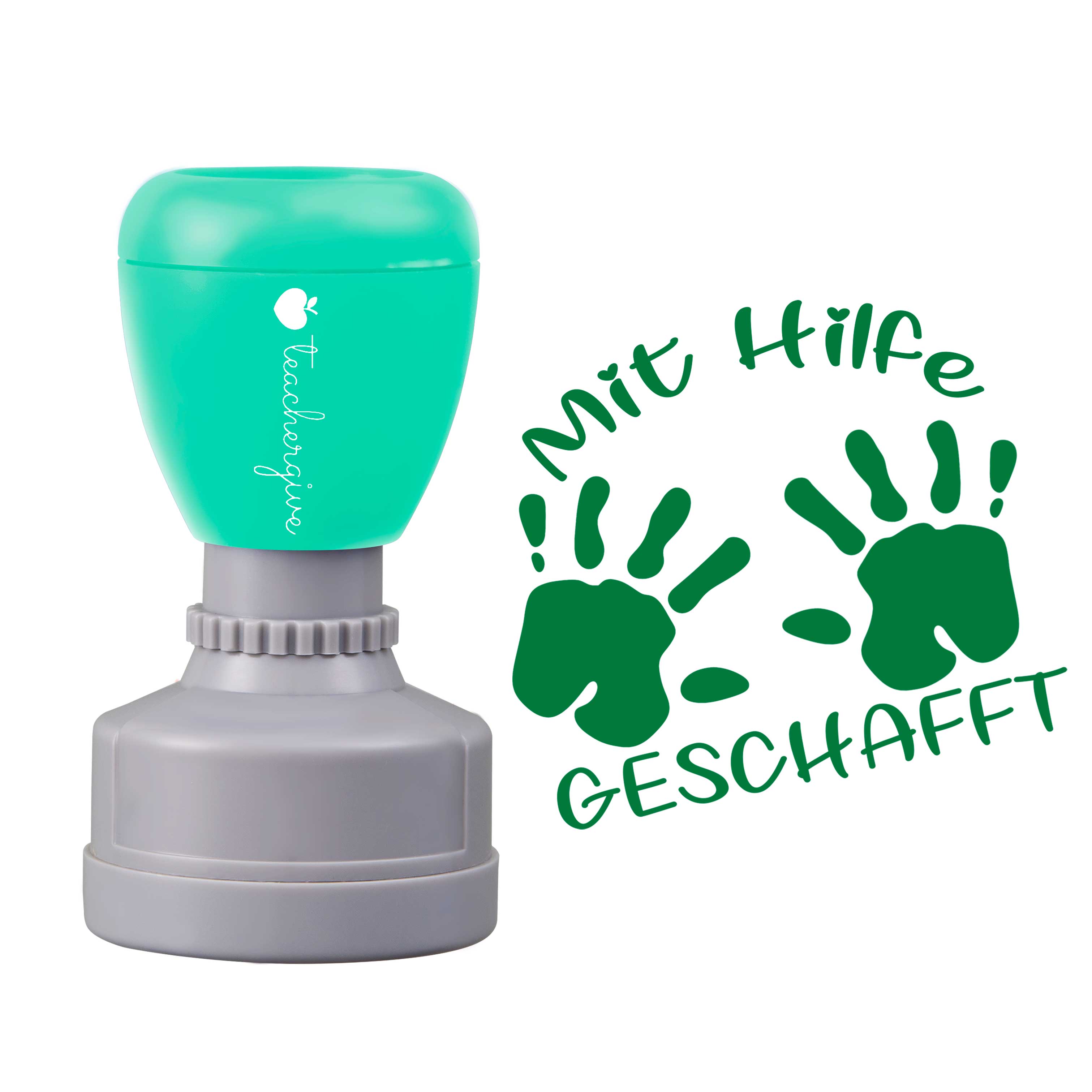 Mit Hilfe Geschafft Lehrer Stempel