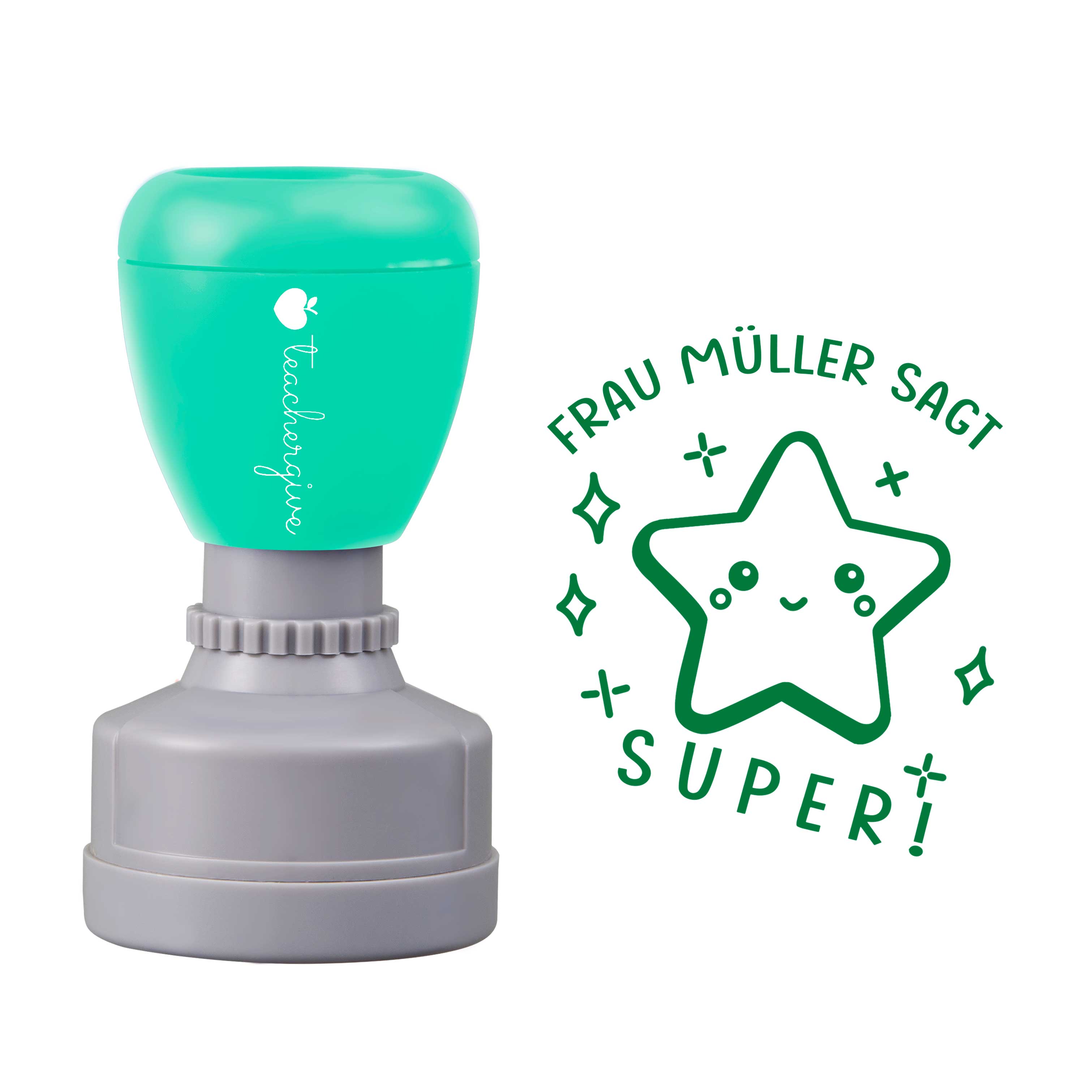 Personalisiert Name sagt SUPER Lehrer Stempel