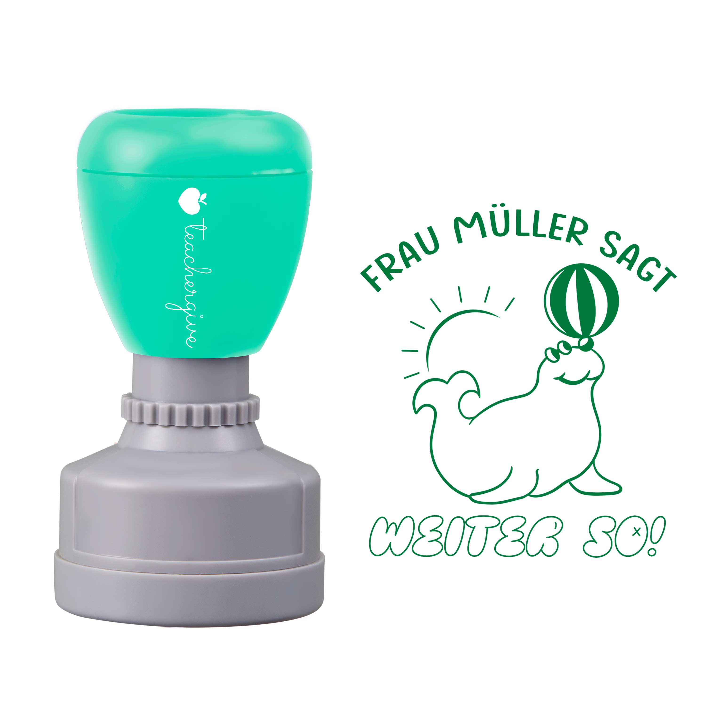 Personalisiert Name sagt weiter so Lehrer Stempel